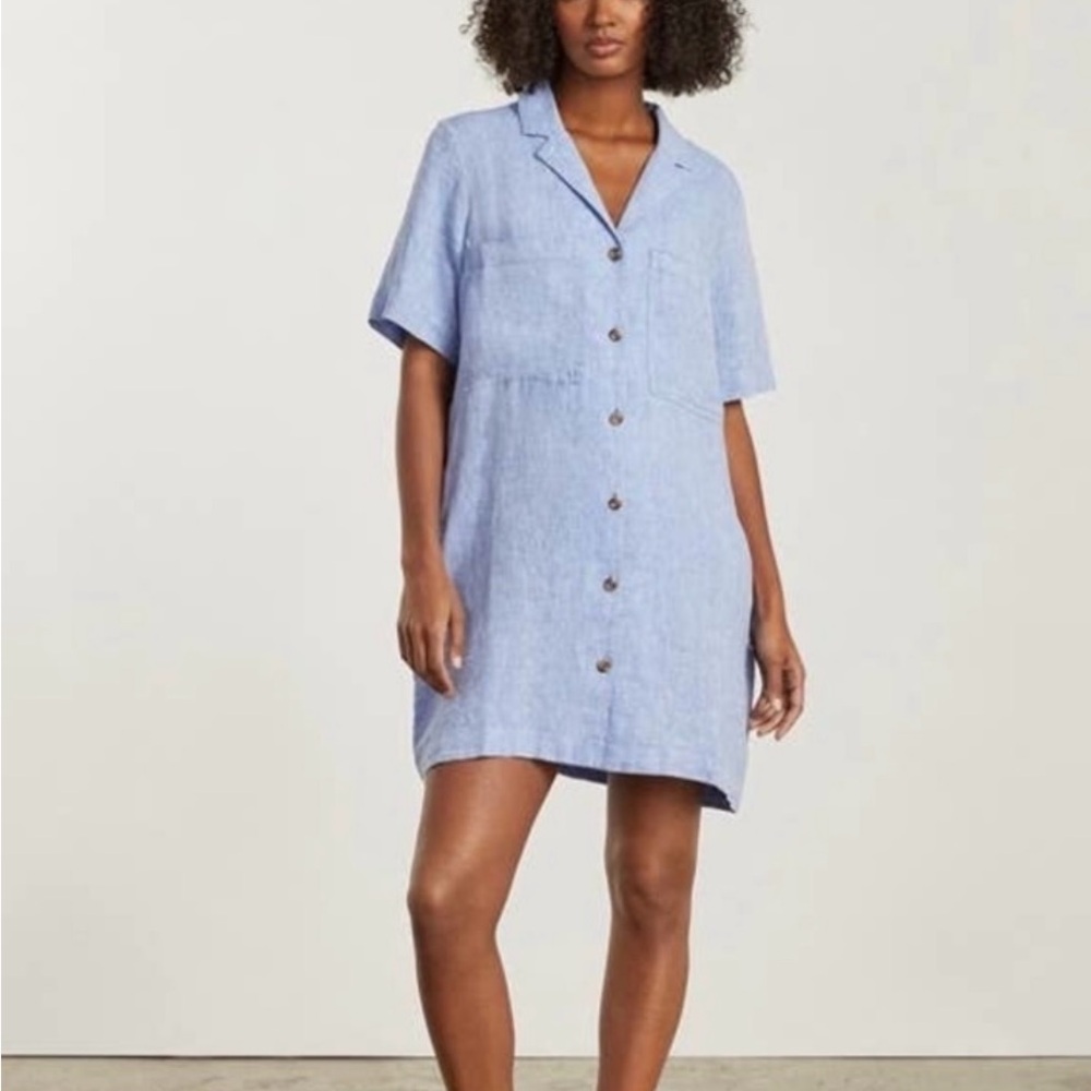 Everlane The Linen Workwear Dress in Blue